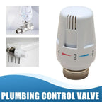 Thermostatic radiator valve for automatic temperature control.