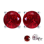 Lab-Created Ruby S925 Silver Stud Earrings