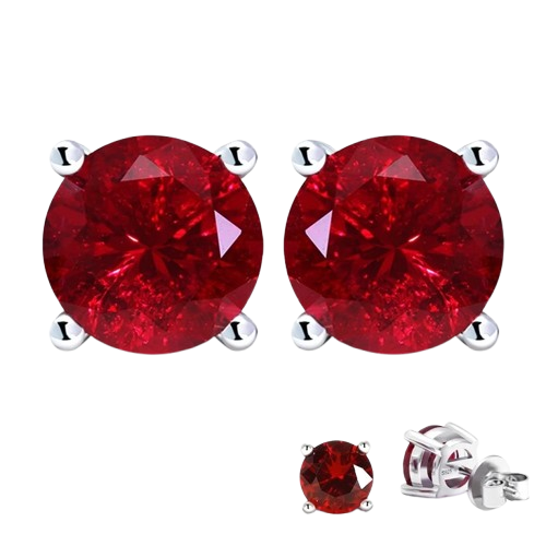 Lab-Created Ruby S925 Silver Stud Earrings