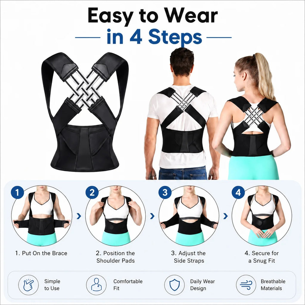 Adjustable Back Pain Relief & Shoulder Support Posture Corrector Belt