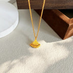 Gold plated fan necklace