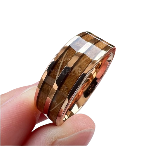 8mm Tungsten Wood Inlay Couple Ring