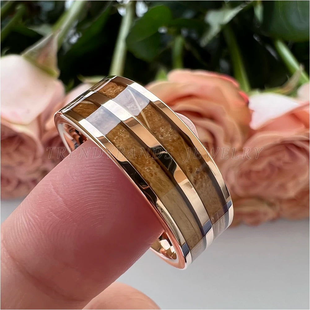 8mm Tungsten Wood Inlay Couple Ring