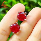 Lab-Created Ruby S925 Silver Stud Earrings