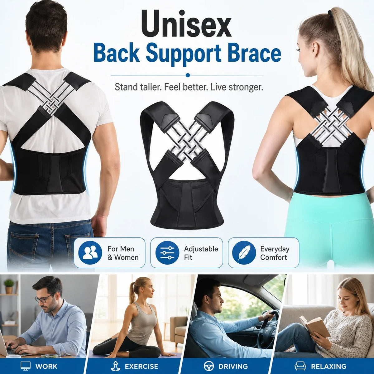 Adjustable Back Pain Relief & Shoulder Support Posture Corrector Belt