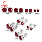 Lab-Created Ruby S925 Silver Stud Earrings